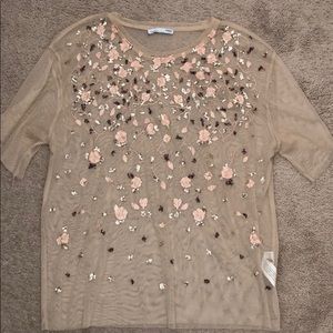Zara Sheer Embroidered blouse.